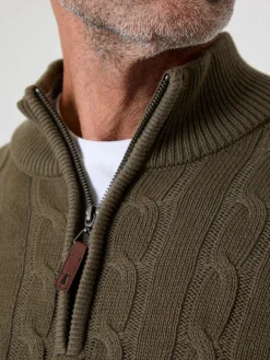 Online Saltwell Cable Knit Quarter Zip Jumper Green