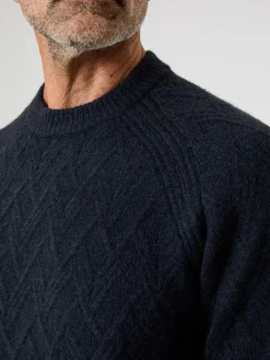 New Saltwell Textured Knit Crew Neck Jumper Blue