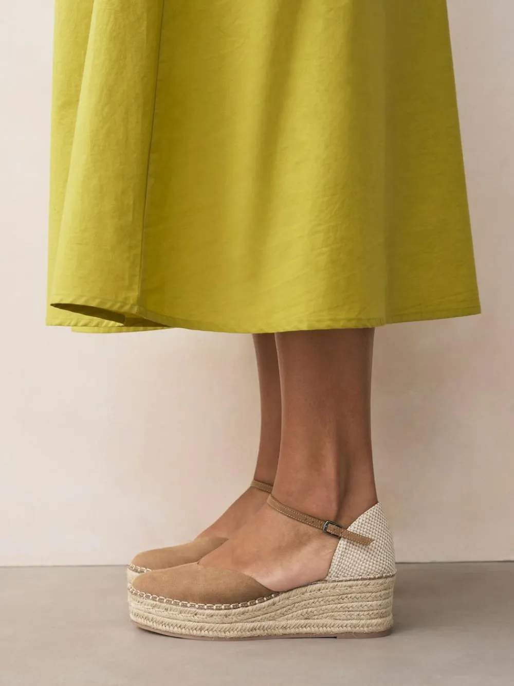 Discount Next Standard/Wide Fit Closed Toe Platform Espadrille Wedges Sand