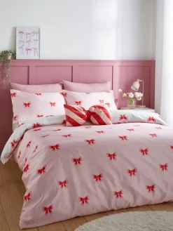 Sassy B Pink Dotty Bows So Soft Reversible Duvet Cover Set^ Branded Bedlinen