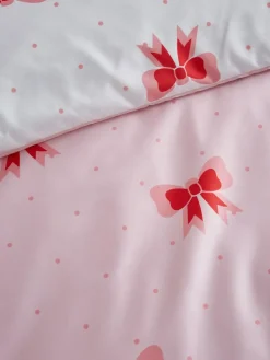 Sassy B Pink Dotty Bows So Soft Reversible Duvet Cover Set^ Branded Bedlinen