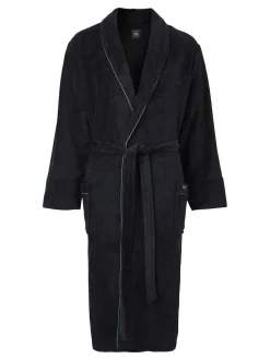 Savile Row Company Black Fleece Dressing Gown With Piping^ Bathrobe