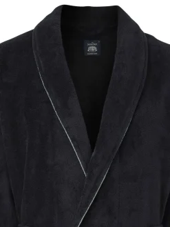 Savile Row Company Black Fleece Dressing Gown With Piping^ Bathrobe