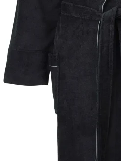 Savile Row Company Black Fleece Dressing Gown With Piping^ Bathrobe