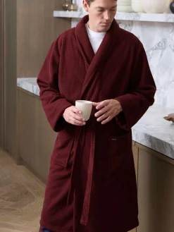 Online Savile Row Company Lightweight Soft Waffle Fleece Dressing Gown Red