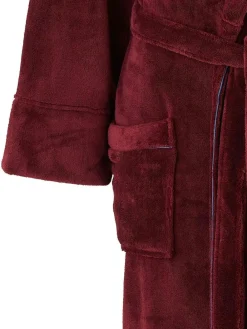 New Savile Row Company Red Soft Fleece Dressing Gown With Piping