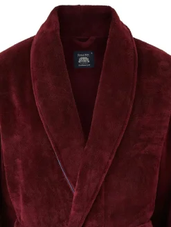 New Savile Row Company Red Soft Fleece Dressing Gown With Piping