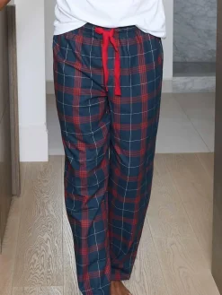 Savile Row Company Red Window Check Brushed Cotton Twill Pyjama Bottoms^ Pyjamas