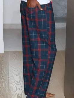 Savile Row Company Red Window Check Brushed Cotton Twill Pyjama Bottoms^ Pyjamas