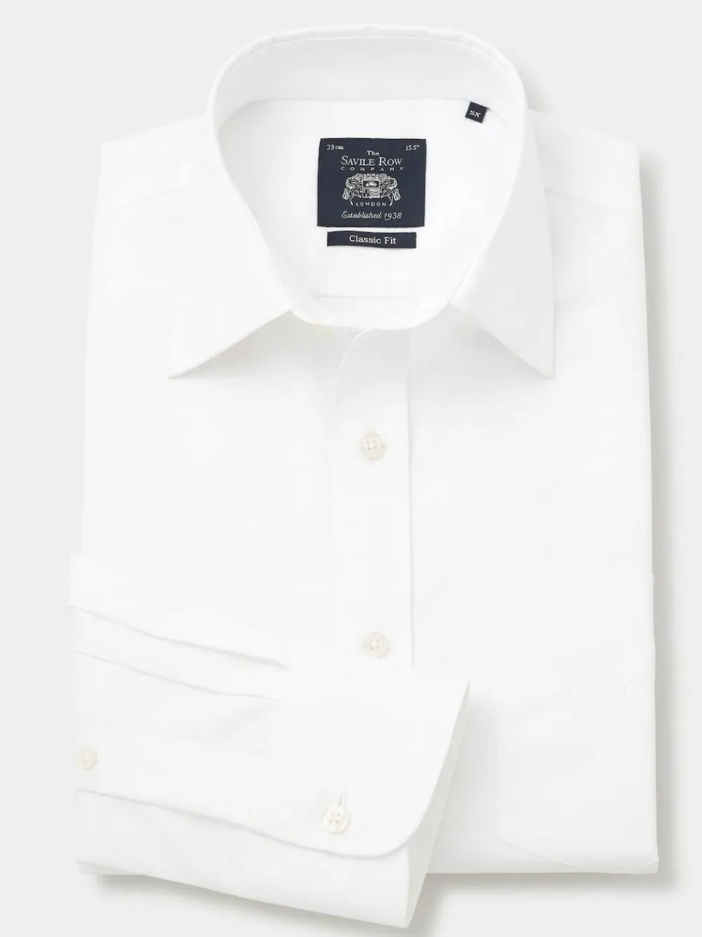Best Savile Row Company White Cotton Dobby Classic Fit Non-Iron Single Cuff Formal Shirt