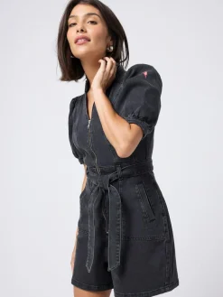 Discount SCAMP & DUDE Black Denim Zip Front Playsuit