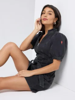 Discount SCAMP & DUDE Black Denim Zip Front Playsuit