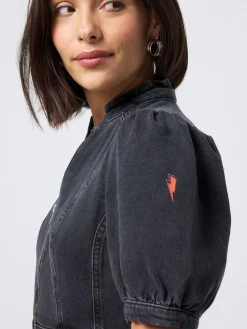 Discount SCAMP & DUDE Black Denim Zip Front Playsuit