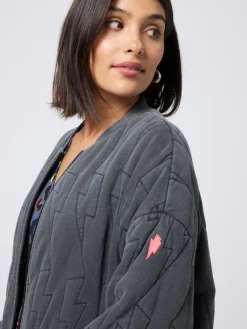 SCAMP & DUDE Black Quilted Bolt Bomber Jacket Light Washed^Women Coats & Jackets|Coats & Jackets