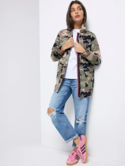 SCAMP & DUDE Green Shacket Cotton Camo Print^Women Coats & Jackets|Coats & Jackets