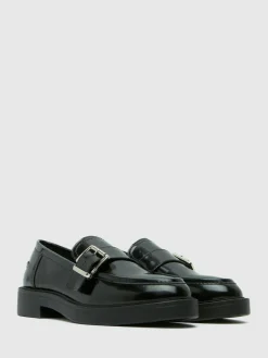 New Schuh Black Lilac Buckle Shoes