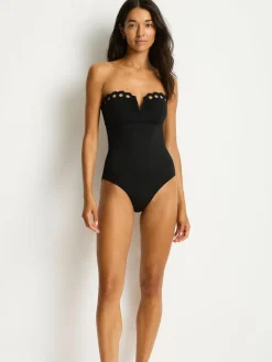 Sea Level Black Elysian V Bar Bandeau Swimsuit