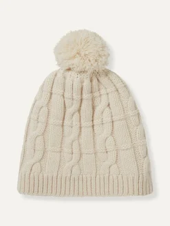 Best Sealskinz Hemsby Waterproof Cold Weather Cable Knit Bobble Hat Cream