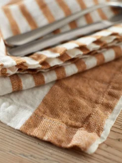 Secret Linen Store Amber Wide Stripe 100% Linen Placemats^ Table Linen, Placemats & Coasters