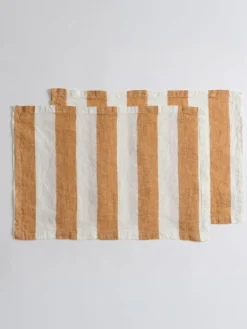 Secret Linen Store Amber Wide Stripe 100% Linen Placemats^ Table Linen, Placemats & Coasters