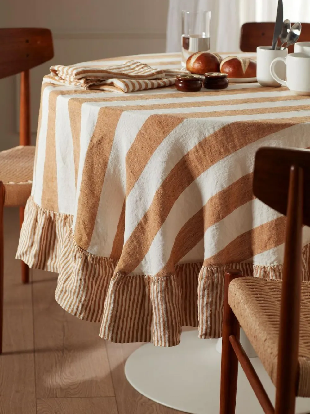 Secret Linen Store Amber Wide Stripe 100% Linen Table Cloth^ Table Linen, Placemats & Coasters|Branded Kitchenware