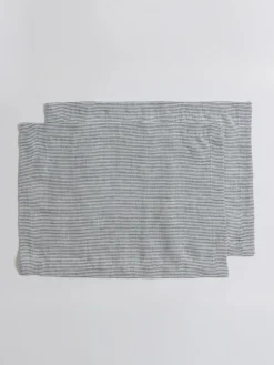 Online Secret Linen Store Sid Stripe 100% Linen Placemats French Blue