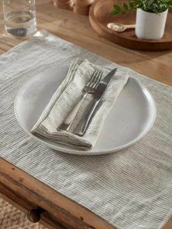 Secret Linen Store Sid Stripe 100% Linen Placemats Natural