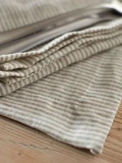 Secret Linen Store Sid Stripe 100% Linen Placemats Natural