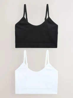 New self. Seamless Rib Long Line Bralette 2 Pack Black/White