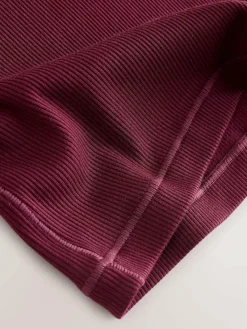 self. Burgundy Fitted Rib T-Shirt^Women Loungewear