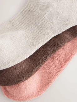 Sale self. Choc/Neutral/Pink 3 Pack Cushion Sole Lounge Ankle Socks 3 Pack
