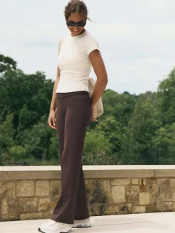 Outlet self. Rib Wide Leggings Chocolate