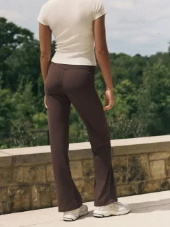 Outlet self. Rib Wide Leggings Chocolate