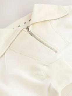 New self. Ecru Half Zip Collar Sweatshirt