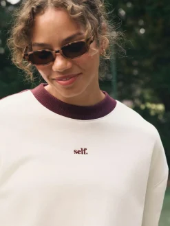 self. Ecru/BerryColourblock Sweatshirt^Women Hoodies & Sweatshirts|Loungewear