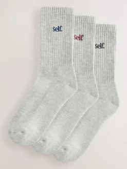 Hot self. Grey / Navy / Berry 3 Pack Cushion Sole Lounge Ankle Socks 3 Pack