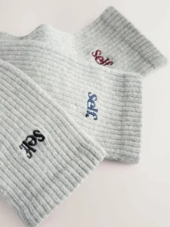 Hot self. Grey / Navy / Berry 3 Pack Cushion Sole Lounge Ankle Socks 3 Pack