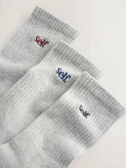 Hot self. Grey / Navy / Berry 3 Pack Cushion Sole Lounge Ankle Socks 3 Pack