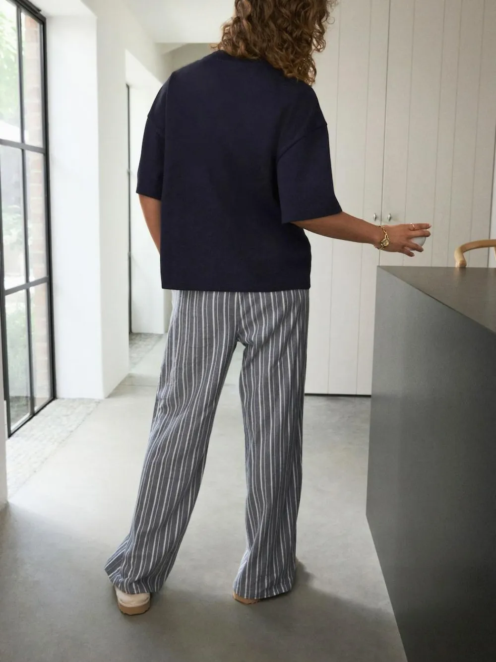 New self. Short Sleeve Pyjamas Navy Stripe