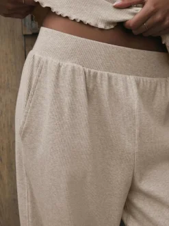 Discount self. Ribbed Button Through Pyjamas Oatmeal