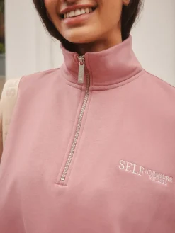 Outlet self. Half Zip Sweatshirt Pink