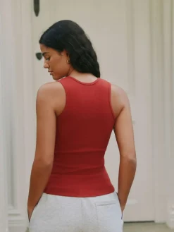 Hot self. Cotton Rib Scoop Neck Vest Red