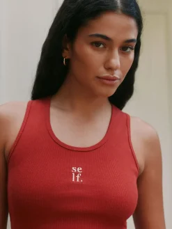 Hot self. Cotton Rib Scoop Neck Vest Red