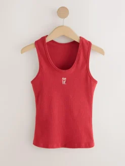 Hot self. Cotton Rib Scoop Neck Vest Red