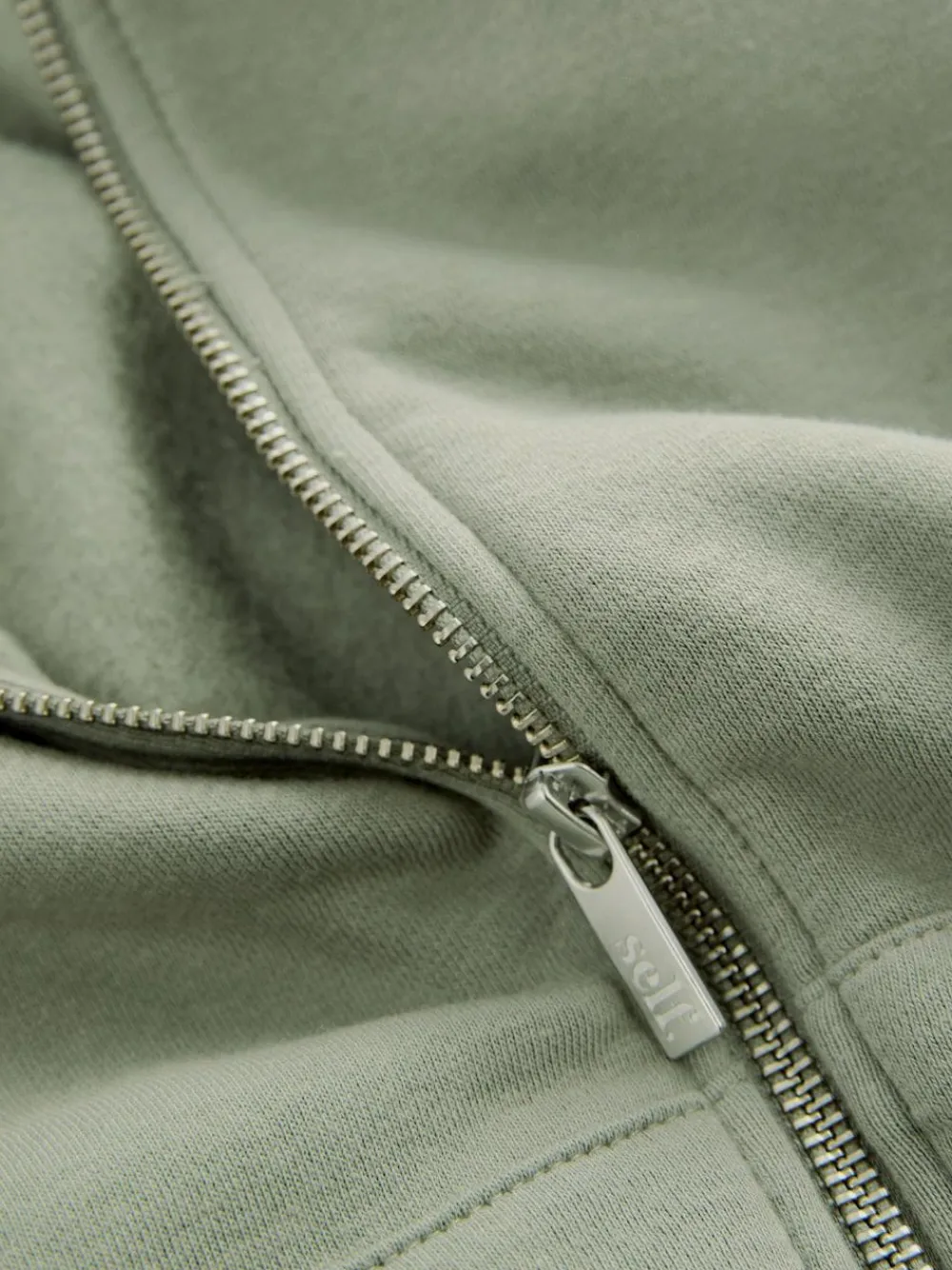 Online self. Hooded Zip Through Jacket Sage Green