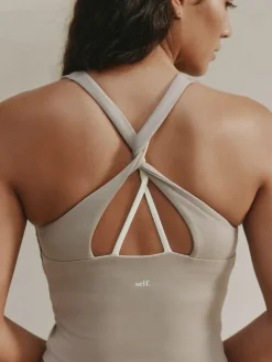 Hot self. Twist Back Crop Top Stone