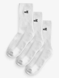 self. White 3 Pack Cushion Sole Lounge Ankle Socks 3 Pack