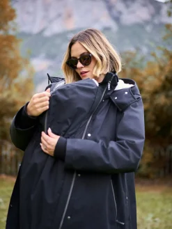 Hot Seraphine 3 in 1 Maternity & Babywearing Parka with Borg Lining Black
