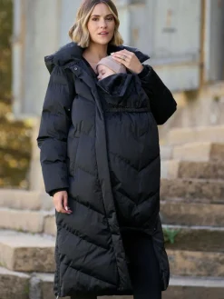 Best Seraphine Long 3-In-1 Maternity & Babywearing Puffa Coat Black
