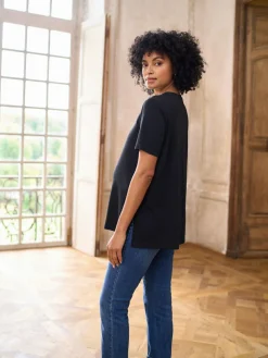 Clearance Seraphine Maternity Short Sleeve Cotton Modal T-Shirt Black